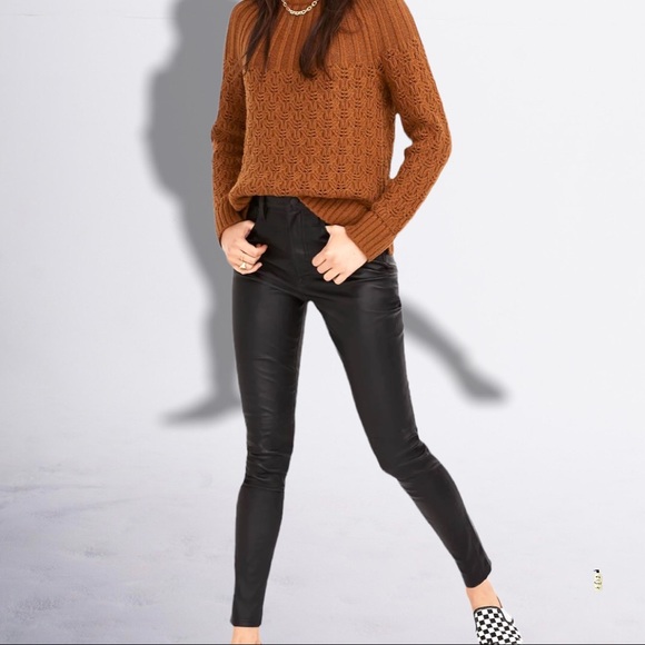 COPY - CACHÉ HIGHRISE VEGAN LEATHER SKINNY JEANS PANTS SZ 0 Black - Picture 4 of 11